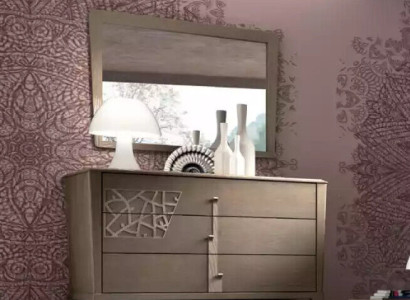 Chest of drawers Mirror new Luxury Complete's Bedroom Set Sideboard brown 2-piece
